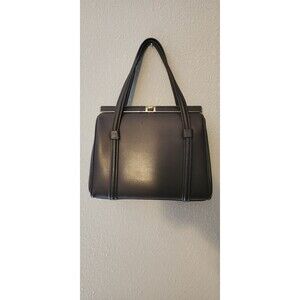 Vintage Brown Leather Handbag Minimalist Classy  70"s Bag Pocketbook Satchel